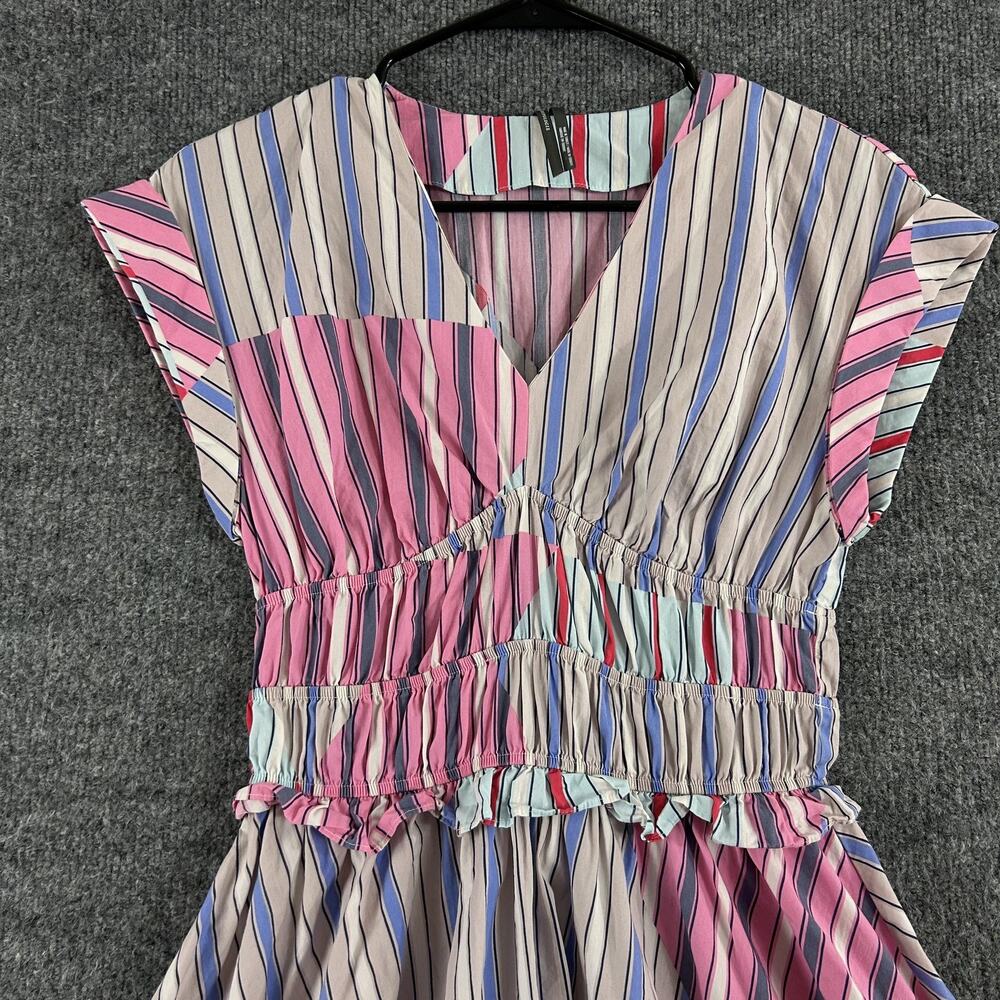 Anthropologie Dress Small V Neck Striped Mini Sundress Summer Vacation Retro Boh - Picture 6 of 13